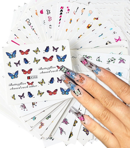 Decoración Uñas 25 Uds Stiker Uña Nails Tatto Mariposas