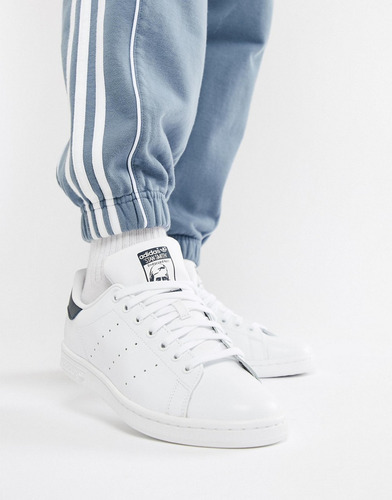 Stan Smith Blanco Azul Marino De Piel Original 