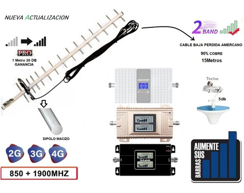 Kit Amplificador Doble Banda Señal Celular Potente Telefonia