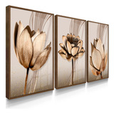 Quadros Decorativos Sala Flores Cobre Folhas Moldura E Vidro