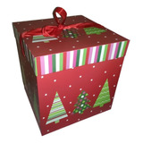 Caja De Regalo Con Diseño De  Navidad Mediana 22cm