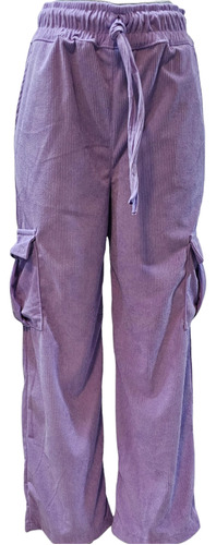 Pantalón  Cargo Lila De Pana