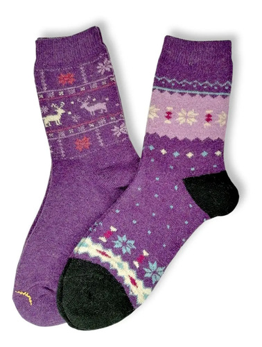 Calcetas Angora Navidad Calientitas Polar Mujer