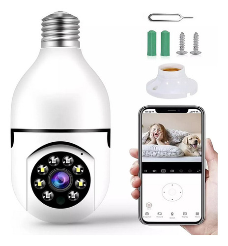 Cámara De Seguridad Foco Hd 1080p Wifi De 360° Visión Alarma