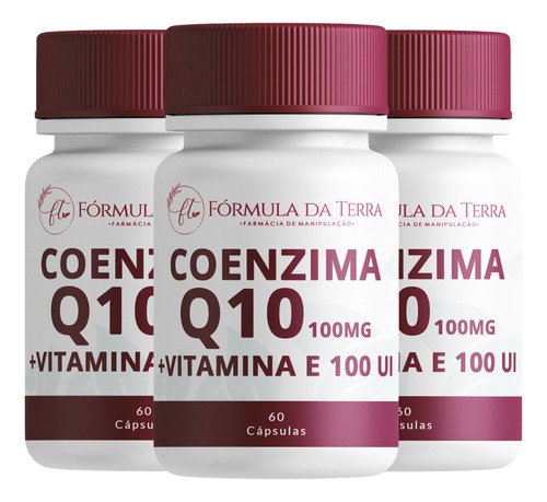 Coenzima Q10 100mg C/ Vitamina E 100 Ui - 60 Caps Kit C/3und
