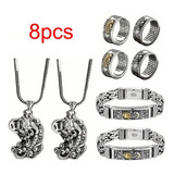 Set De 8 Piezas Feng Shui Pixiu, Brazaleta+anillo+collar