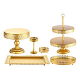 Juego De 6 Soportes Para Postre Decoración De Mesa Color Dorado