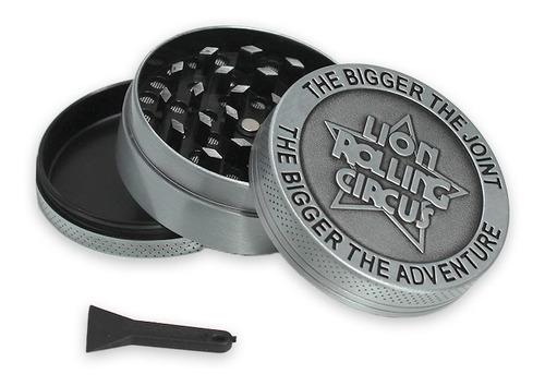 Picador Grinder Lion Rolling Circus 3 Part Silver Grow Shop Color Gris