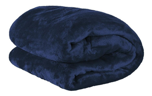 Cobertor Paulo Cezar Enxovais Fleece Cor Azul-marinho Com Design Liso De 2.2m X 1.8m