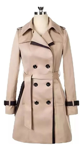 Trench Coat Para Mulheres Longo Elegante Moda Cor Sólida