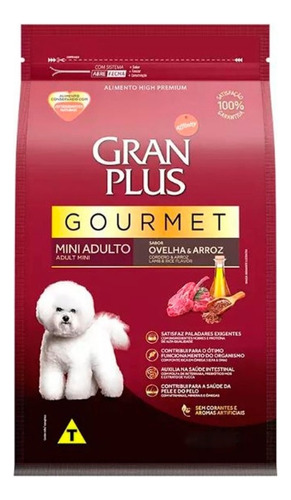 Alimento Gran Plus Gourmet Para Cão Filhote De Raça Mini Sabor Ovelha E Arroz Em Sacola De 1kg