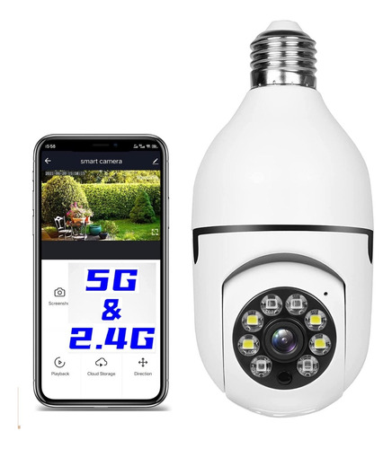 Camara Tipo Foco Ptz Impermeable De1080 Con 2.4ghz & 5g Wifi