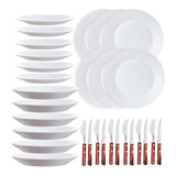 Set X6 Platos + Cubiertos Luminarc Tramontina Polywood Asado