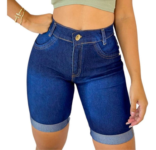 Pedal Jeans Feminino Com Lycra Lavagem Escura 