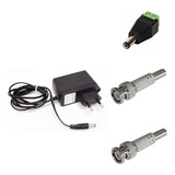 Kit Conector Para Camera Segurança 1x P4 2x Bnc 1x Fonte 12v