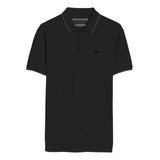 Polo Ellus Piquet E Asa Friso Classic Masculina Preto