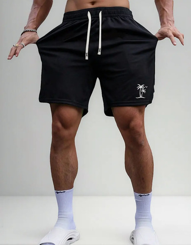 Pantalones Cortos De Punto Transpirables Con Motivos Playero