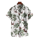 A Camisa Hawaiana De Manga Corta Estampada Para Hombre