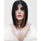 Lace Front Castanho Escuro Com Mechas Laterais Long Bob Lisa