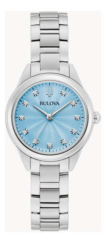Reloj Bulova 96p250 Colección Sutton Para Dama Cara Azul