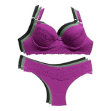 Kit 3 Conjuntos Lingerie Luxo Calcinha Sutiã Bojo Atacado