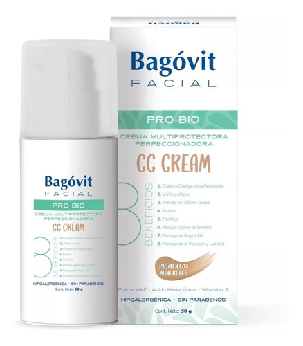 Bagovit Facial Pro Bio Cc Cream Pigmentos Minerales X 50g