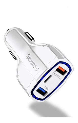 Cargador De Auto Carro Qualcomm 3.0 Carga Rápida Usb+tipo C 