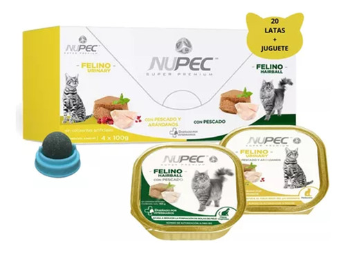 Pack Nupec Gato 20 Latas 10 Urinary & 10 Hairball + Regalo