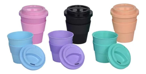 Vaso Térmico Taza 300cc Tapa A Rosca Banda Silicona Cafe 