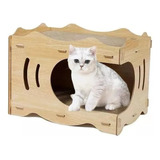 Cama Casa De Madera Para Gatos Con Rascador Interno