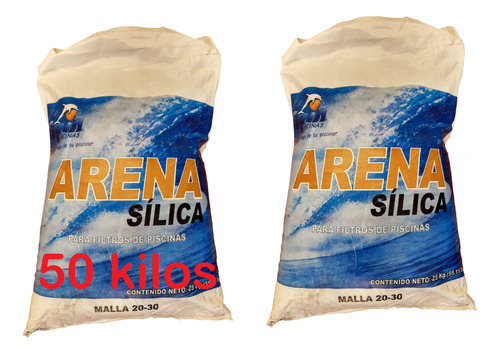 2 Bultos25kg Arena Sílica Filtros De Agua Alberca Malla20/30