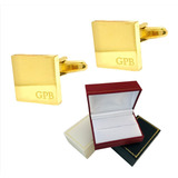Mancuernillas Baño Oro 14k Cuadrada Personalizada - Diamante