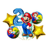 Bouquet 5 Pcs Mario Bros  + Numero Set De Globos