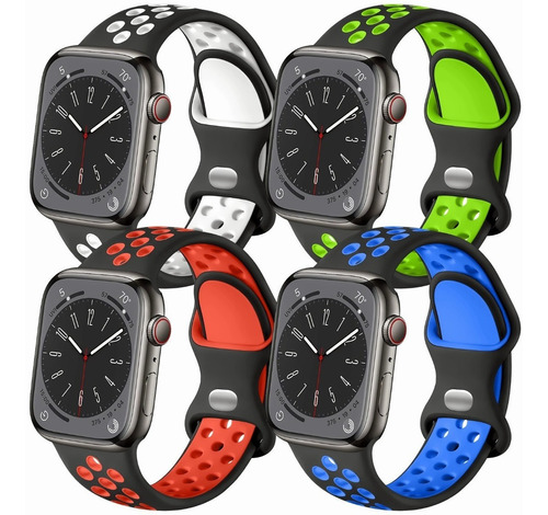 4 Correas De Silicona Para Apple Watch Series 8 7 Se 6 5 4 3