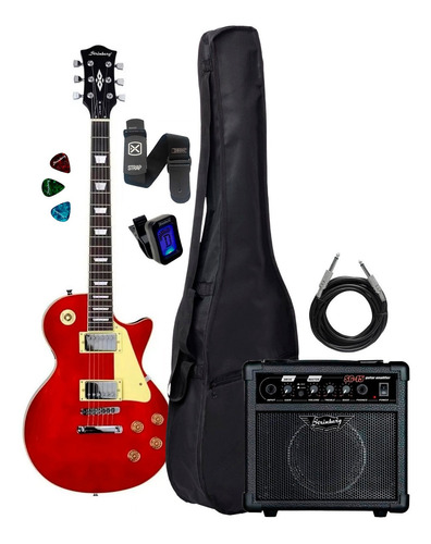 Kit Guitarra Strinberg Lps230 Vermelha Capa Cubo +acessórios