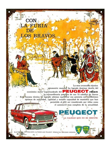 Cartel Chapa Publicidad Antigua 1964 Peugeot 404 L232