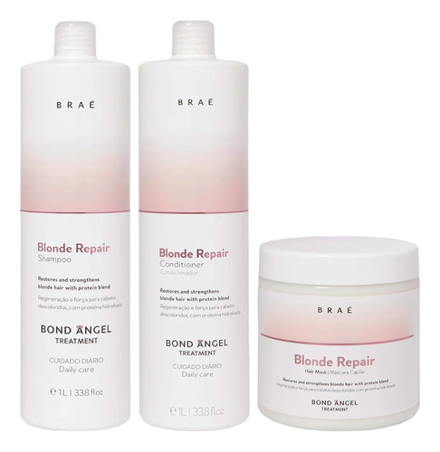 Kit Braé Blonde Repair Trio Shampoo Cond 1000ml + Masc 500g