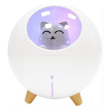 Humidificador Gato  Con Aromaterapia Y Led De 7 Colores