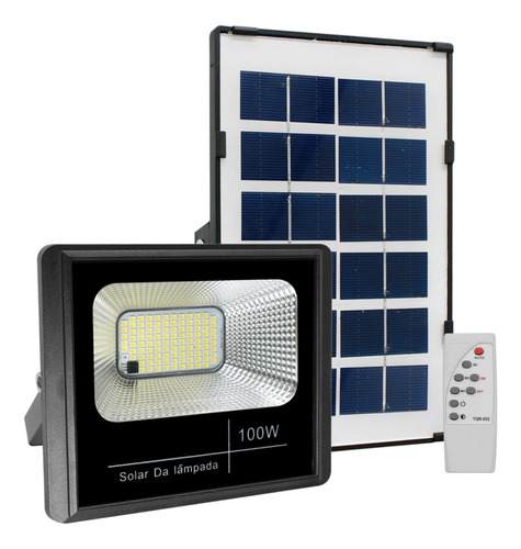 Refletor Holofote Luminária Led Solar 100w A Prova D'água 