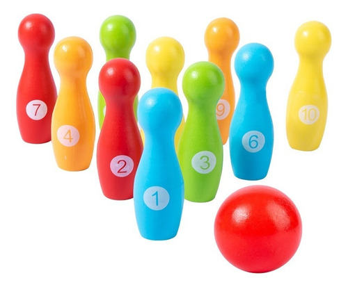 Juguete Didáctico Mini Boliche Bolo Bowling Niños De Madera