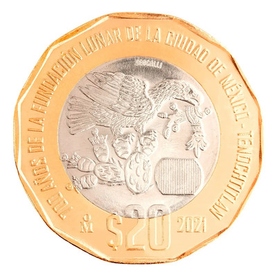 Moneda 20 Pesos 700 Años Fundacion Tenochtitlan 2021