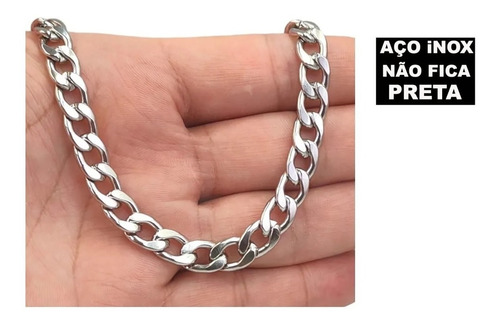 Cordao Corrente Choker Grumet Aço Cirúrgico Maciço Grosso