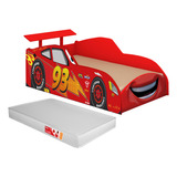 Berço Cama Infantil Menino Carro Stock Car Azul E Colchão