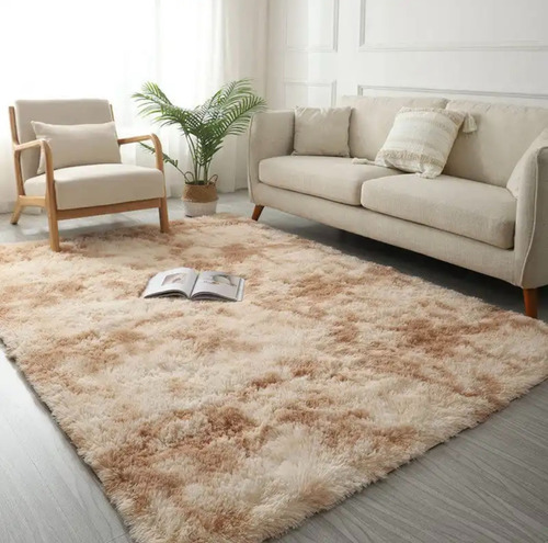 Alfombra Peludas Tipo Shaggy 240cm X 200cm Beige Jaspeado