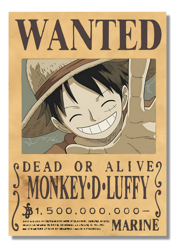 Cuadro De Aluminio One Piece 40x30 Cm Cartel Se Busca Luffy