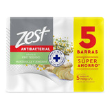 Jabón En Barra Zest Antibacterial Con Manzanilla Y Aceite De Jengibre 5 Barras De 100g