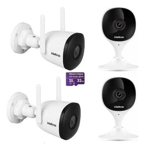 Kit 4 Câmeras Wifi Intelbras Fullhd Com Áudio Sem Fio 