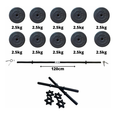Kit De Mancuernas, Pesas, Barra Recta Y 10 Discos Ssr Sport
