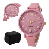 Relógio Feminino Original Barato Luxo Rosa + Caixa