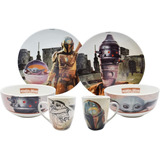 Vajilla Mandalorian Star Wars De Porcelana 4 Personas 12 Pz